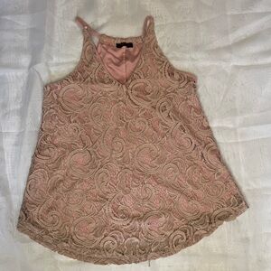 FIRST Love Blush pink lace tank top size small
